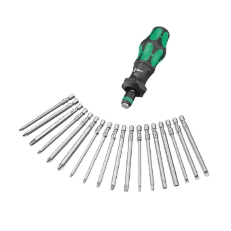 Wera Interchangeable Standard Screwdriver Set 18-Piece with Turbo Handle and 1/4 in Hexagon Rapidaptor 05057482001
