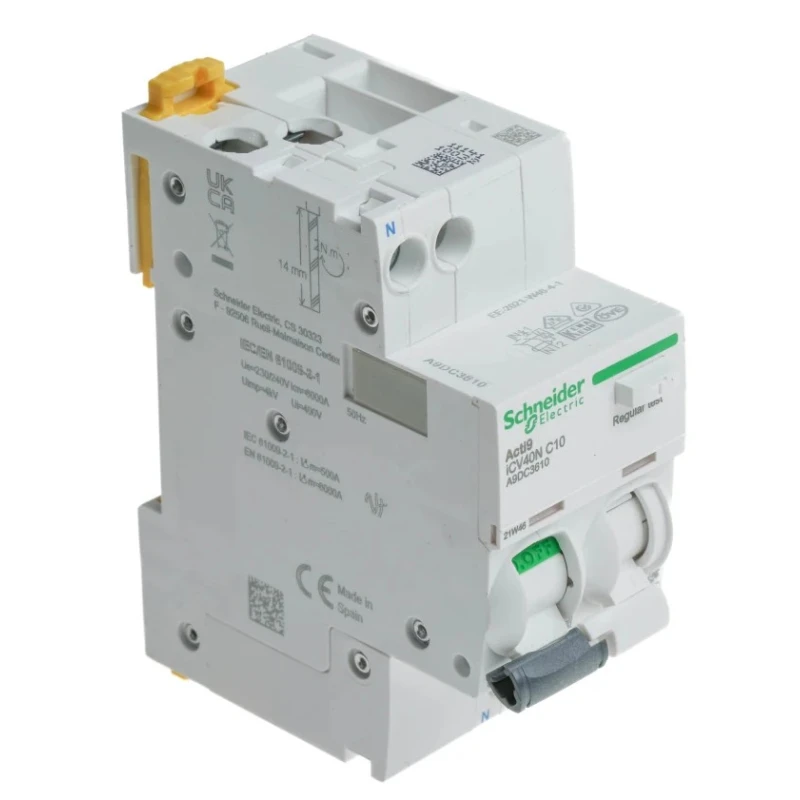 Schneider Electric Residual Current Circuit Breaker with Overload Protection 10A Current Rating 1-Pole 30 mA Trip A9DC3610