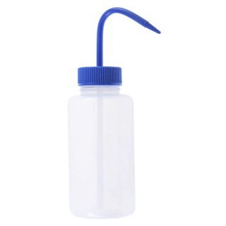 RS PRO 500ml Polyethylene Wide Neck Wash Bottle Blue Lid 201-2450