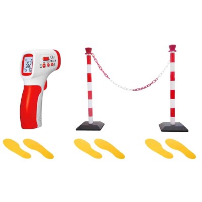 RS PRO Social Distancing Kit including Infrared Thermometer, 2m Safety Barrier and Footprint Floor Labels 201-3047