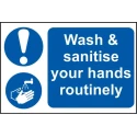 RS PRO Polyvinyl Chloride Mandatory Sign Wash and Sanitise Your Hands Routinely 300mm x 200mm 201-3360