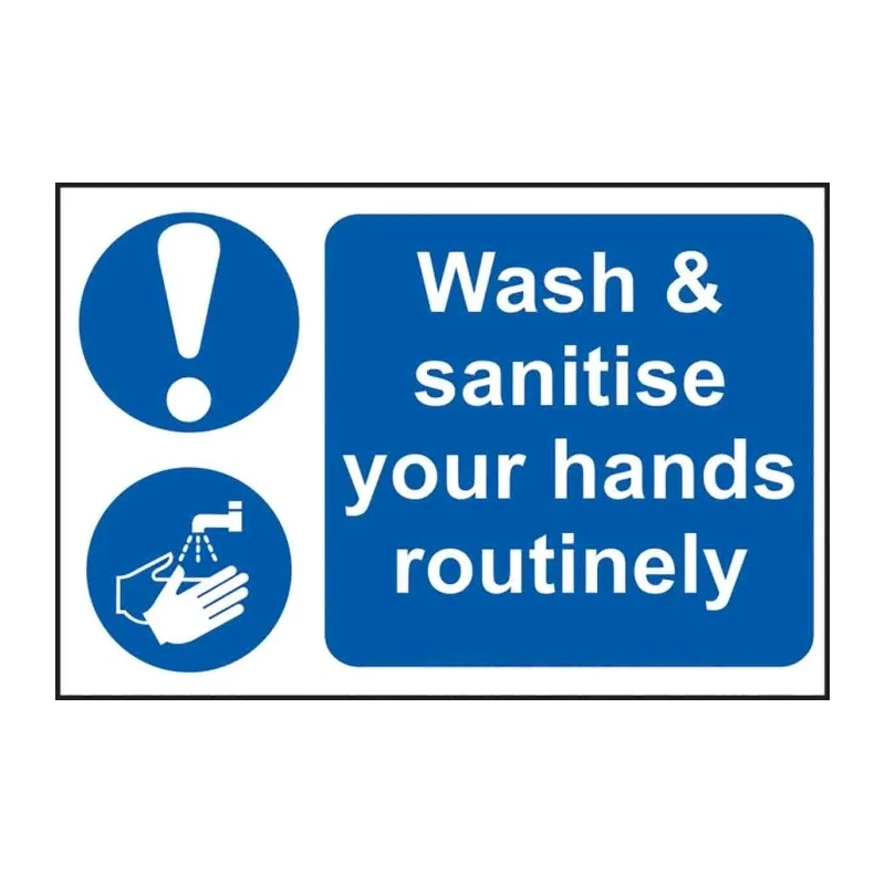 RS PRO Polyvinyl Chloride Mandatory Sign Wash and Sanitise Your Hands Routinely 300mm x 200mm 201-3360