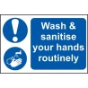 RS PRO Polyvinyl Chloride Mandatory Sign Wash and Sanitise Your Hands Routinely 300mm x 200mm 201-3360