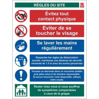 RS PRO Polyvinyl Chloride Social Distancing Site Safety Sign 400mm x 300mm 201-3329