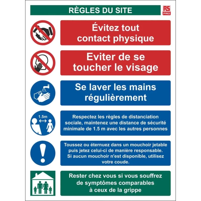 RS PRO Polyvinyl Chloride Social Distancing Site Safety Sign 400mm x 300mm 201-3329
