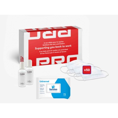 RS PRO White Polyethylene Disposable Back to Work Hygiene Kit 3 Ply Face Masks with Hand Sanitisers and 201-3412