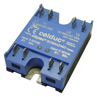 Celduc Solid State Relay DIN Rail Mount 25 A Load 280 V ac Load 32 V dc Control SOB5