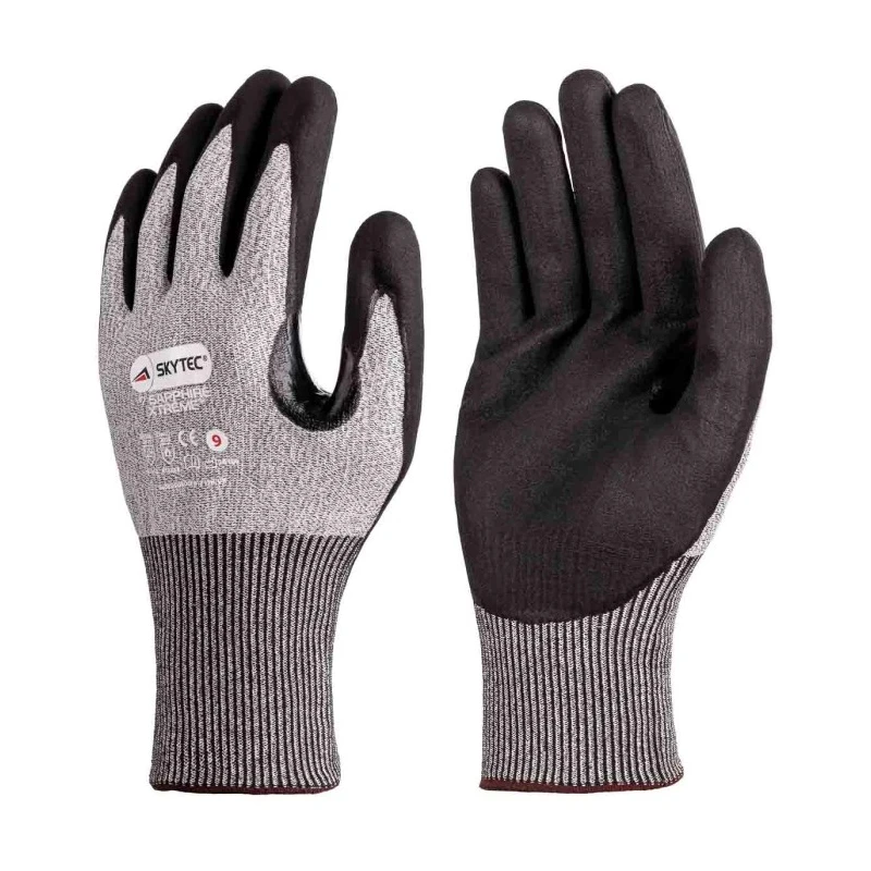 Skytec Grey Black Nitrile Foam Work Gloves Size 8 Foam Coating SKY103