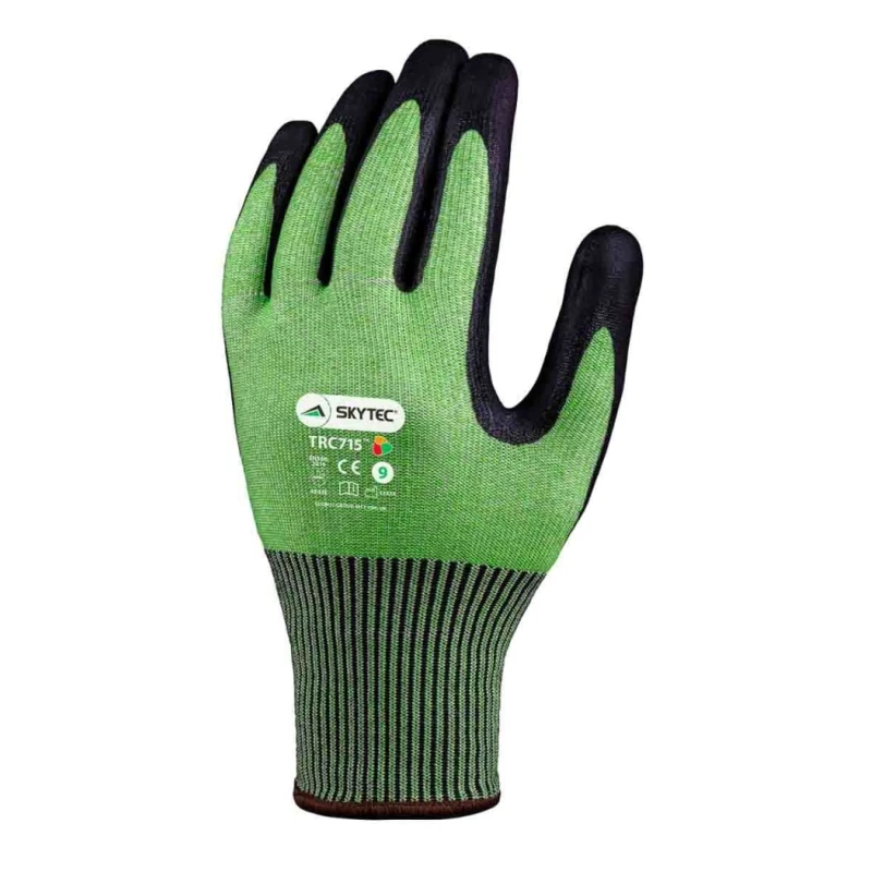 Skytec Black, Green Nitrile Foam Cut Resistant Work Gloves Size 8 SKG00016E