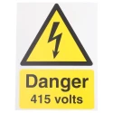RS PRO Electrical Hazard Warning Sign Danger 415 Volts Plastic 200x150mm 917-5403
