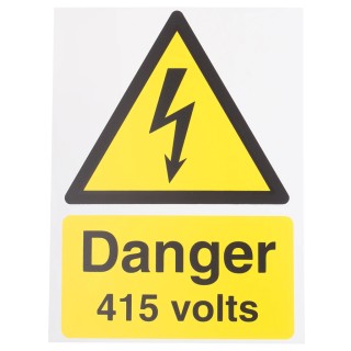 RS PRO Electrical Hazard Warning Sign Danger 415 Volts Plastic 200x150mm 917-5403