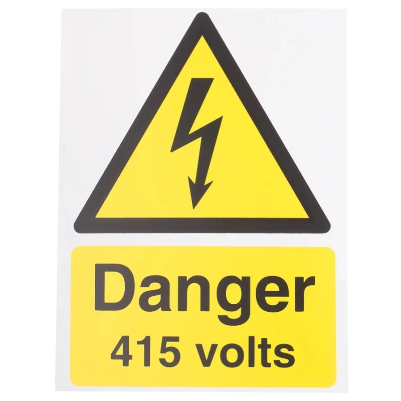 RS PRO Electrical Hazard Warning Sign Danger 415 Volts Plastic 200x150mm 917-5403