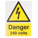 RS PRO Electrical Hazard Warning Sign Danger 240 Volts 200mm x 150mm Plastic Safety Sign 917-5406