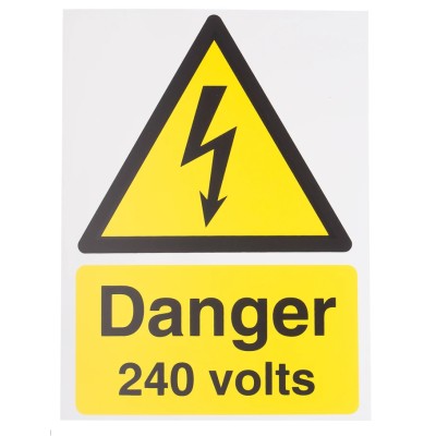 RS PRO Electrical Hazard Warning Sign Danger 240 Volts 200mm x 150mm Plastic Safety Sign 917-5406