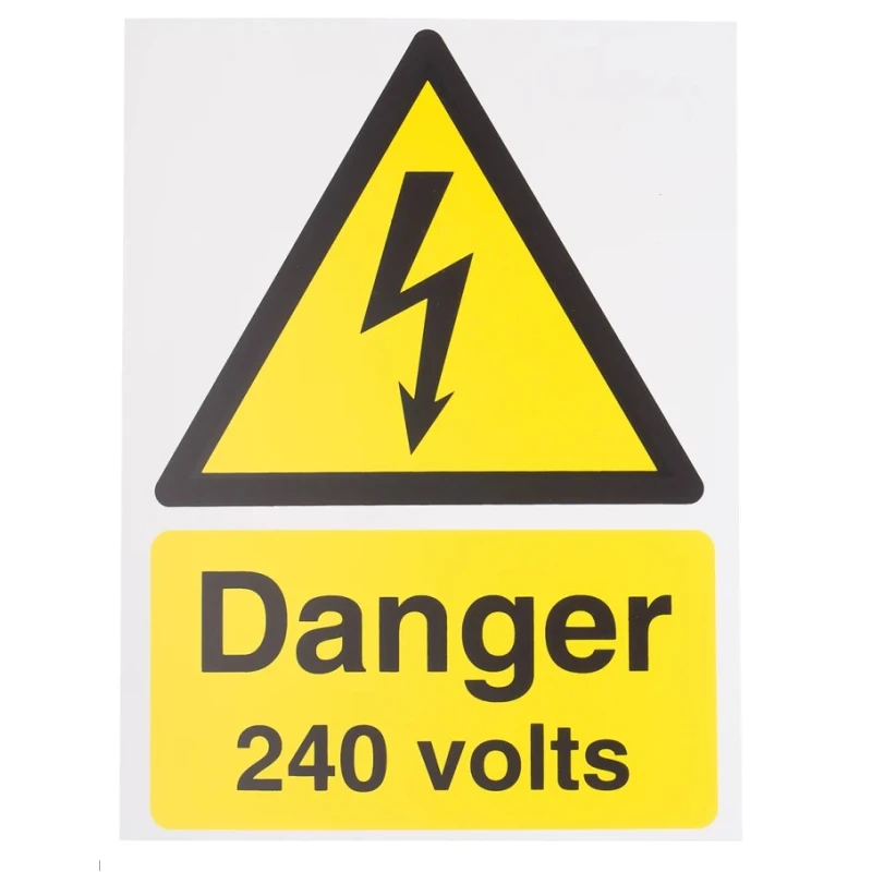 RS PRO Electrical Hazard Warning Sign Danger 240 Volts 200mm x 150mm Plastic Safety Sign 917-5406