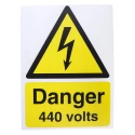RS PRO Hazard Warning Sign Electrical Hazard Plastic Yellow Black French English 200mm x 150mm 917-5412