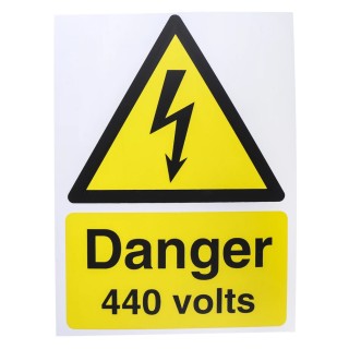 RS PRO Hazard Warning Sign Electrical Hazard Plastic Yellow Black French English 200mm x 150mm 917-5412