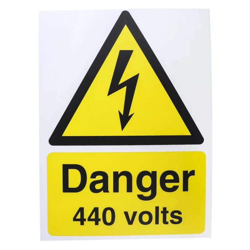 RS PRO Hazard Warning Sign Electrical Hazard Plastic Yellow Black French English 200mm x 150mm 917-5412