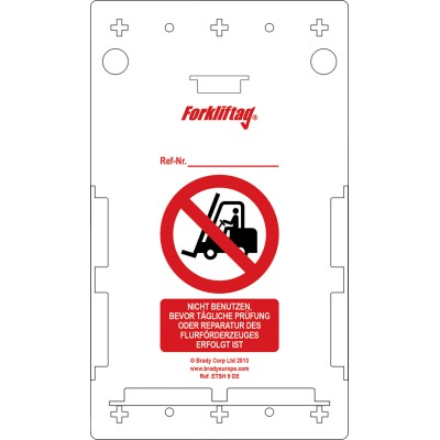 Brady Safety Forklift Tag Red on White German Language 10 Per Pack FLT-DE-ETSH-V2-A