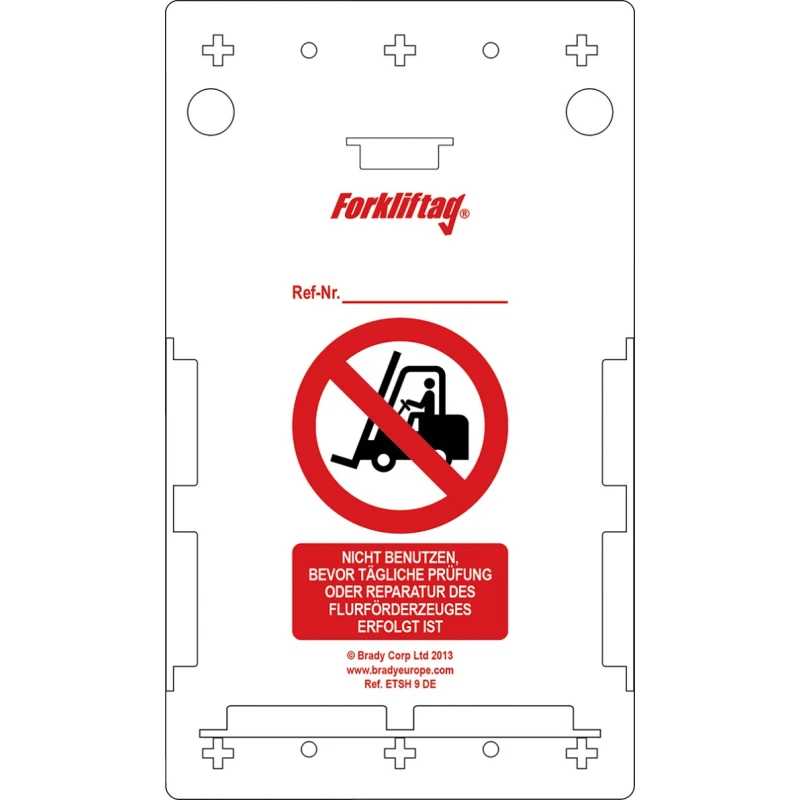 Brady Safety Forklift Tag Red on White German Language 10 Per Pack FLT-DE-ETSH-V2-A