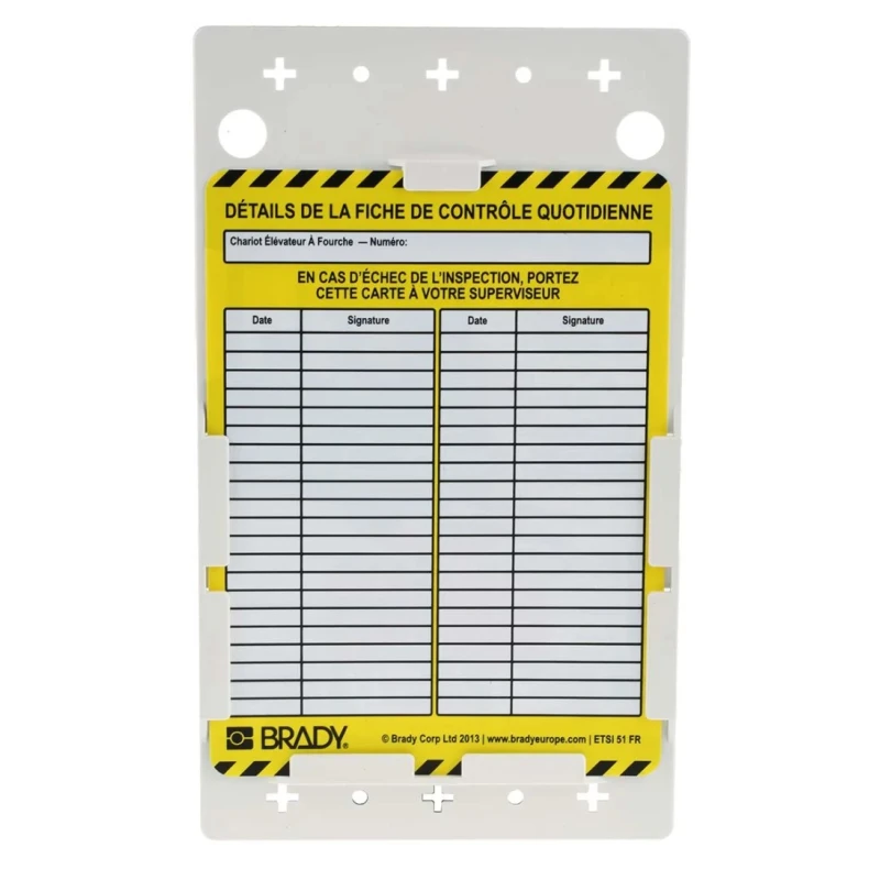 Brady Safety Forklift Tag Red on White French Language Kit with 10 Holders and Inserts FLT-FR-ETI-51-V2-A