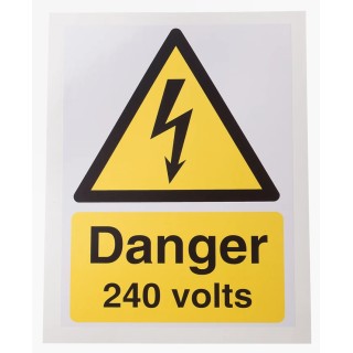 RS PRO Vinyl Self-Adhesive Hazard Warning Sign Danger 240 Volts Electrical Hazard 150mm x 200mm 917-5409