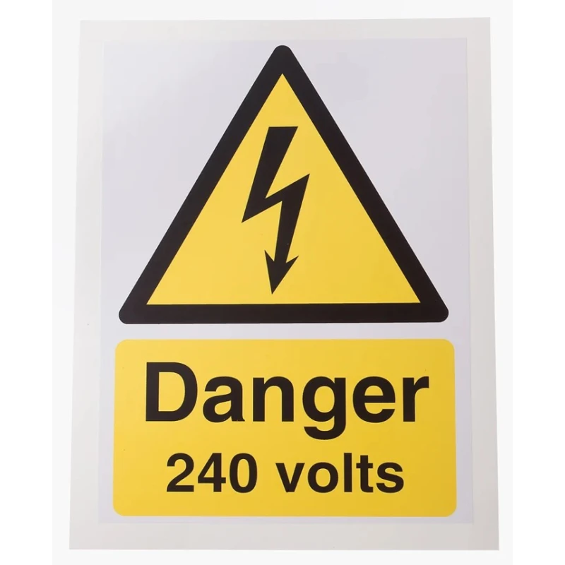 RS PRO Vinyl Self-Adhesive Hazard Warning Sign Danger 240 Volts Electrical Hazard 150mm x 200mm 917-5409