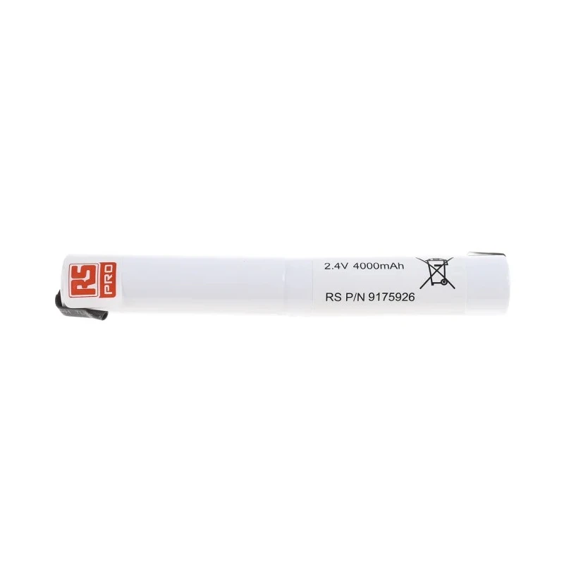 RS PRO Nickel Metal Hydride Rechargeable Battery Pack 2.4 V 4000 mAh, 2 Cells 917-5926