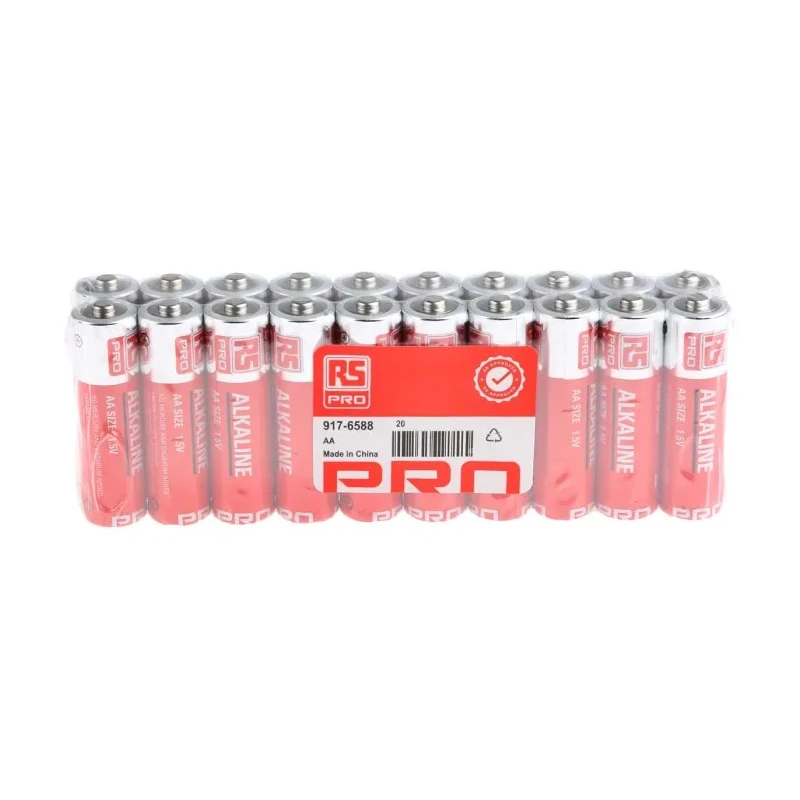 RS PRO Alkaline AA Battery 1.5 V 2.4Ah Non-Rechargeable LR6 Battery Pack of 20 917-6588