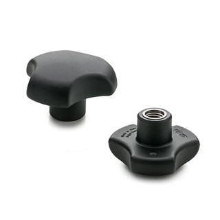 Elesa Black Polyamide 3-Arm Clamping Knob M8 Threaded Hole 40 mm Diameter 167346