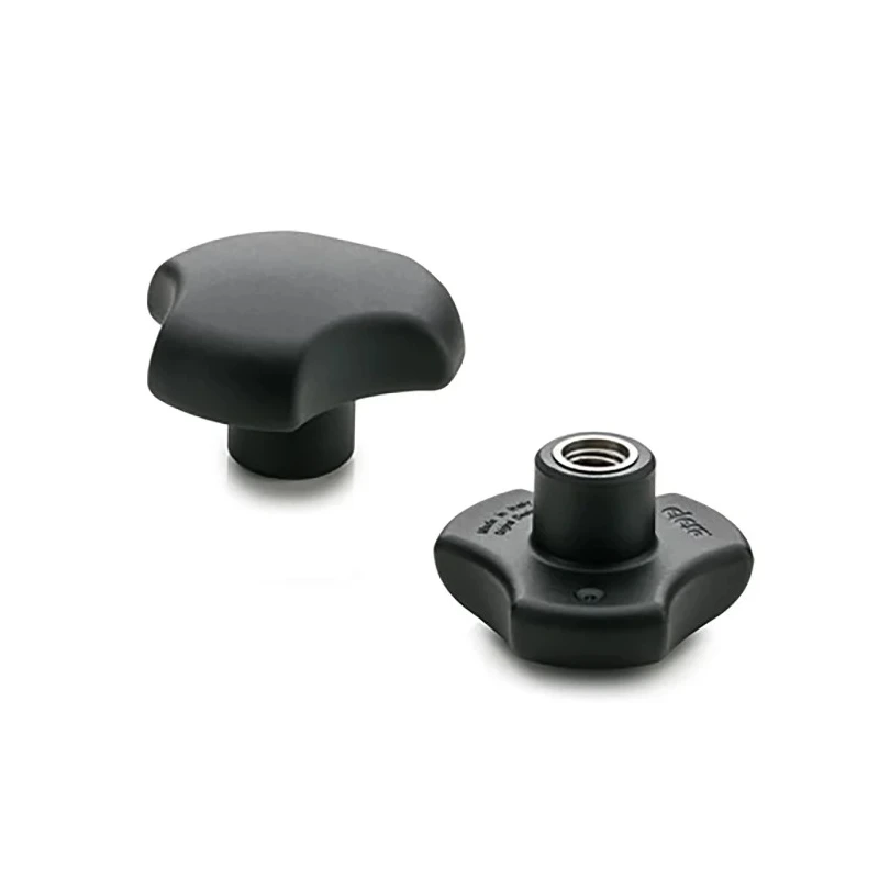 Elesa Black Polyamide 3-Arm Clamping Knob M10 Threaded Stud 50 mm Diameter 167476