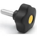Elesa Black Polypropylene Hex Clamping Knob with M8 Threaded Stud, 43 mm Diameter, Thread Length 16 mm, Model 169911-C9