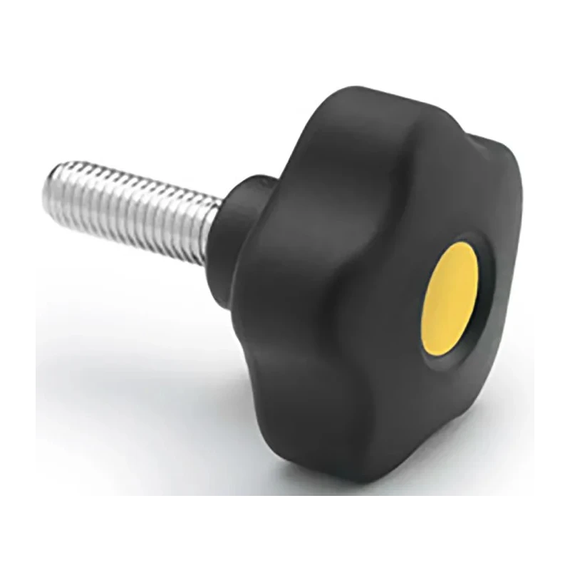 Elesa Black Polypropylene Hex Clamping Knob with M8 Threaded Stud, 43 mm Diameter, Thread Length 16 mm, Model 169911-C9