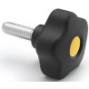 Elesa Black Polypropylene Hex Clamping Knob, M8 Threaded Stud, 43 mm Diameter, 20 mm Thread Length, Model 169912-C9