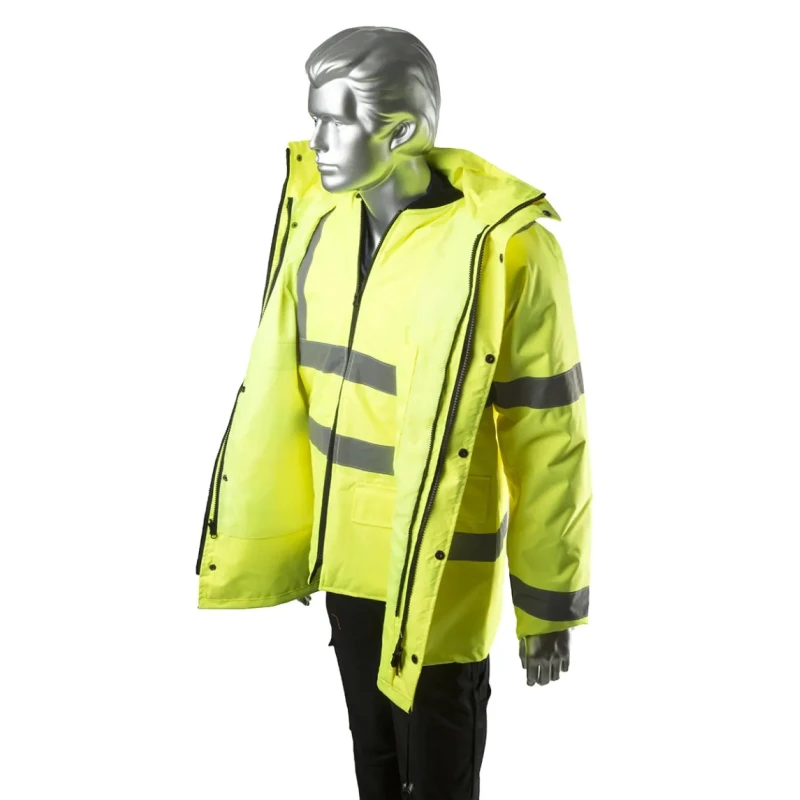 Portwest 300D Industry High Visibility Yellow Men's Hi Vis Traffic Jacket M 918-5923