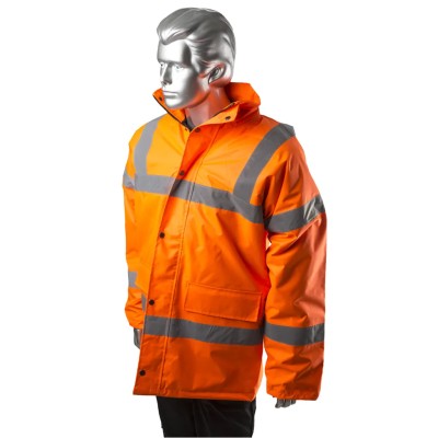 Portwest Orange Men's Hi Vis Traffic Jacket Waterproof Detachable Hood 2XL 918-5911