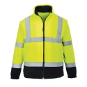 Portwest Men's Hi Vis Work Fleece Yellow Navy Size XL Anti-Pill Finish Reflective Tape Zipper Closure 918-6030