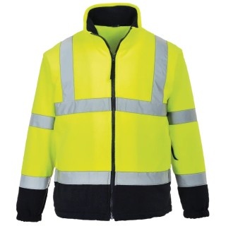 Portwest Yellow Navy Men's Hi Vis Work Fleece, Size 3XL, Zipper Closure, ANSI/ISEA 107-2015 Class 3 918-6037
