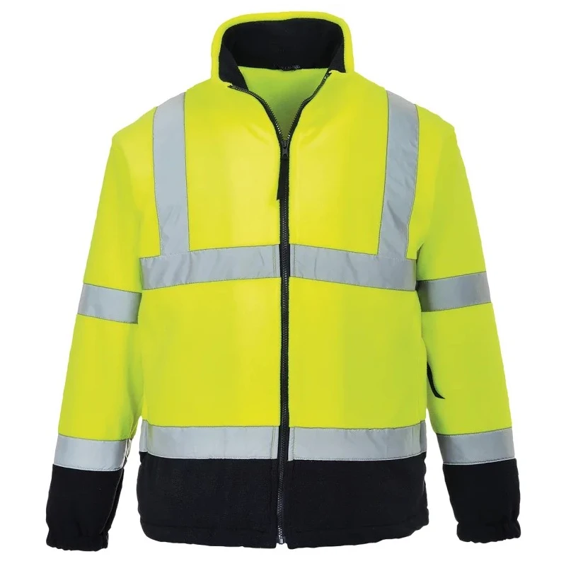 Portwest Yellow Navy Men's Hi Vis Work Fleece, Size 3XL, Zipper Closure, ANSI/ISEA 107-2015 Class 3 918-6037