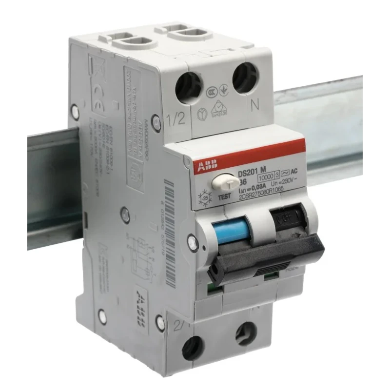 ABB Residual Current Circuit Breaker with Overload Protection 6A Current Rating 2-Pole 30mA 2CSR275080R1065 DS201 M B6 AC30