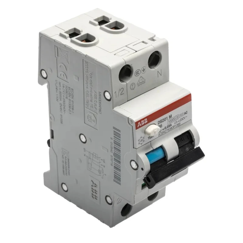 ABB Residual Current Circuit Breaker with Overload Protection 6A Current Rating 2-Pole 30mA 2CSR275080R1065 DS201 M B6 AC30