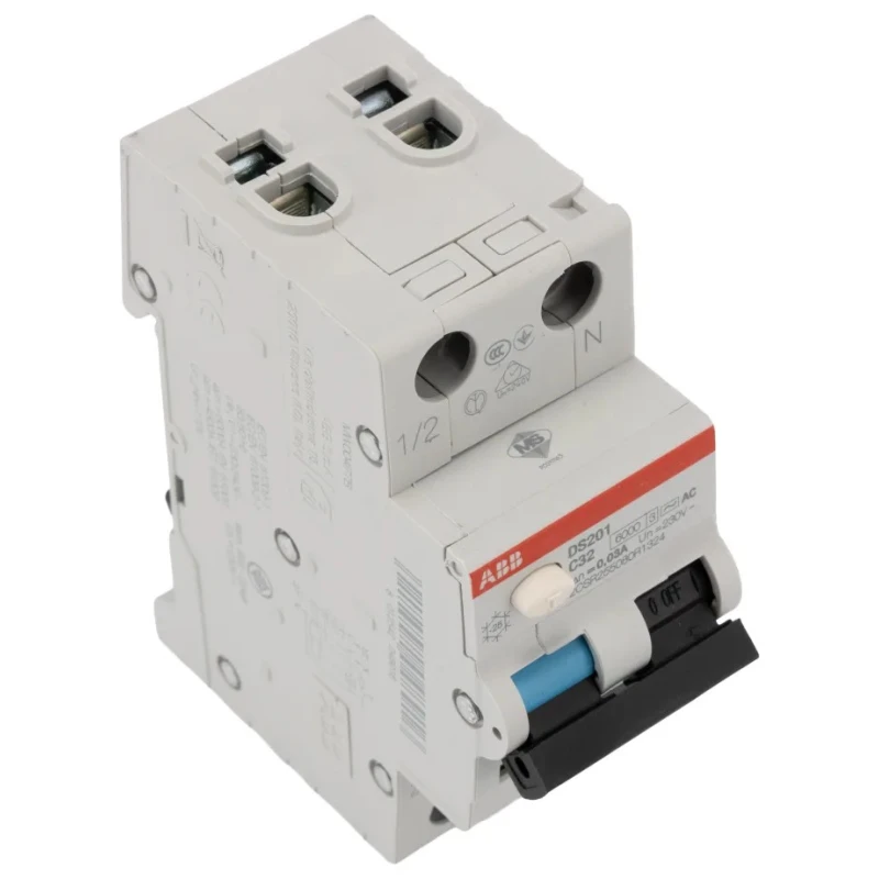 ABB Residual Current Circuit Breaker with Overload Protection 32A Current Rating 2-Pole 30mA 2CSR255080R1324 DS201 C32 AC30