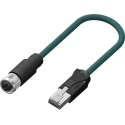 RS PRO Cat5e Ethernet Cable, 2 m, Teal M12 Male to RJ45 Male, Braid Polyurethane Cat5e