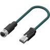 RS PRO Cat5e Ethernet Cable, 2 m, Teal M12 Male to RJ45 Male, Braid Polyurethane Cat5e