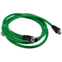 RS PRO Cat5e Ethernet Cable, 2 m Length, Green Braid PVC Jacket, M12 Male to RJ45 Male Connector, 60V RS PRO Cat5e