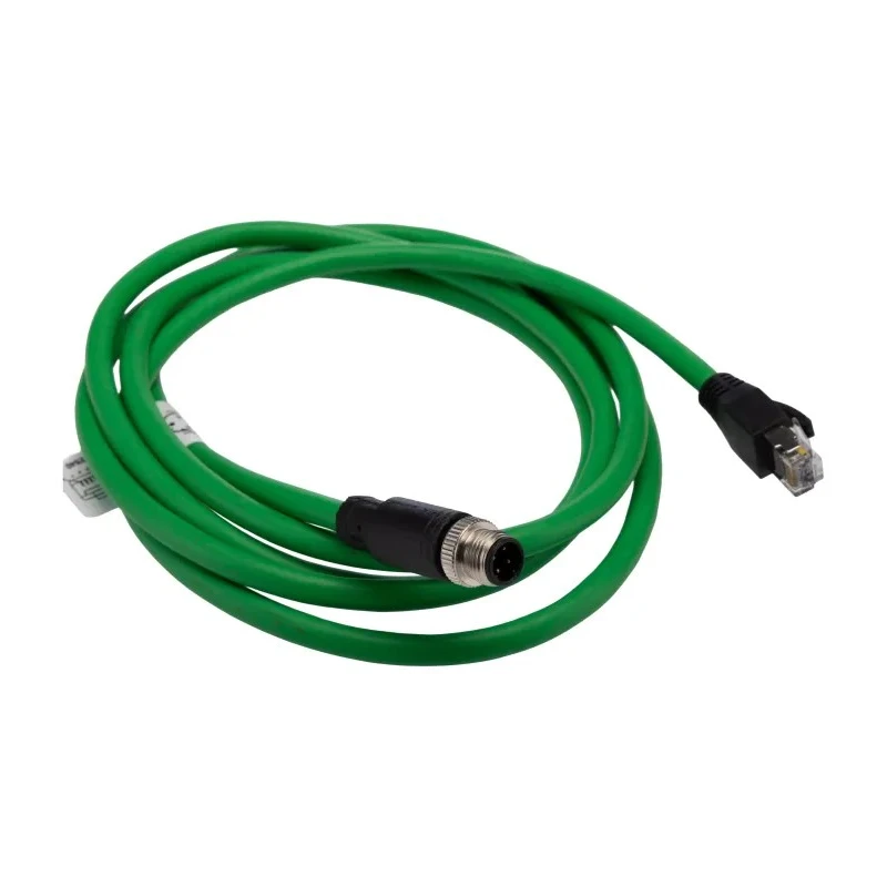 RS PRO Cat5e Ethernet Cable, 2 m Length, Green Braid PVC Jacket, M12 Male to RJ45 Male Connector, 60V RS PRO Cat5e