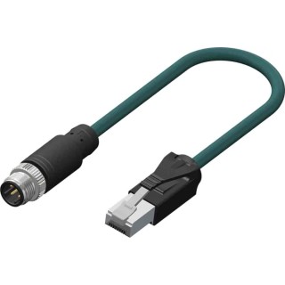 RS PRO Cat5e Ethernet Cable, 2 m, Teal M12 Male to RJ45 Male, Braid Polyurethane Cat5e