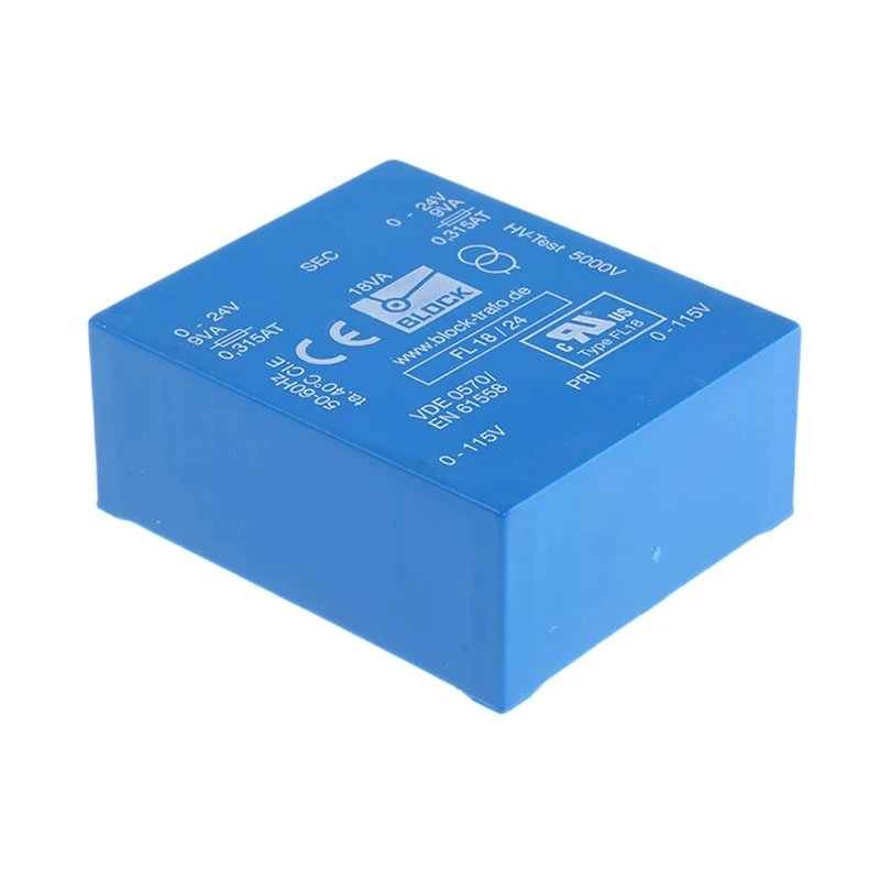 Block 24 V AC 2 Output Through Hole PCB Transformer, Dual Secondary and Primary Windings, 18 VA, UL, VDE FL 18/24