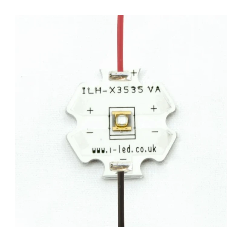 Intelligent LED Solutions 1-LEDs UV LED 290 nm 40 mW 60 ° Dome Lens 2-Pin Surface Mount ILH-XR01-S270-SC201-WIR200.