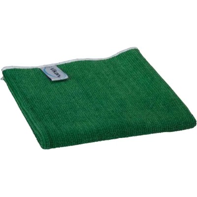 Vikan Basic Microfibre Cloth Green Lint Free Microfibre Cloths for General Cleaning Dry/Wet Use Box of 5 Per Pack 320 691132